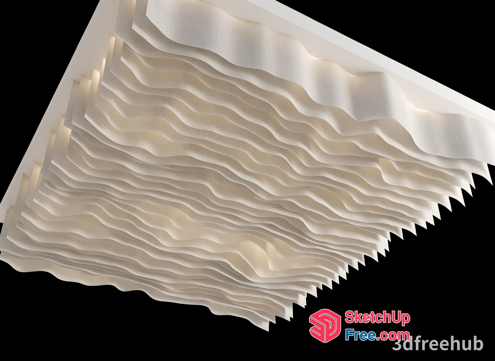 Layered White Textured Ceiling Design 3D SketchUp File