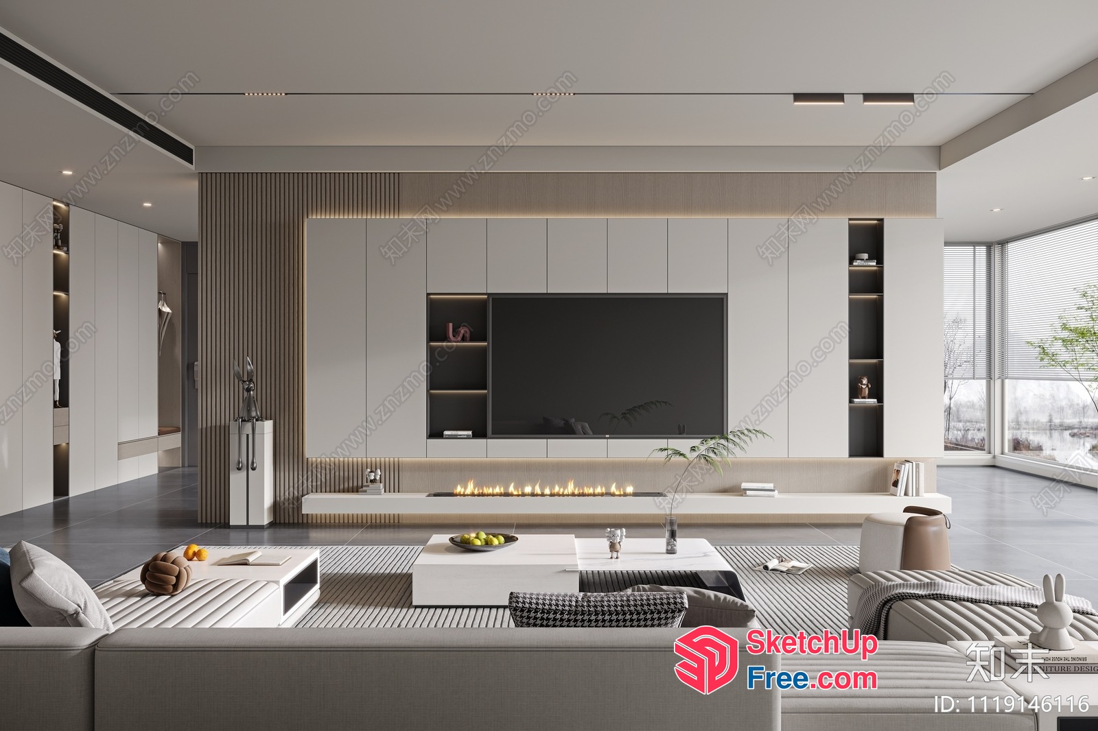 Modern Minimalist Living Room With Sleek Furniture And Natural Light 3D SketchUp File