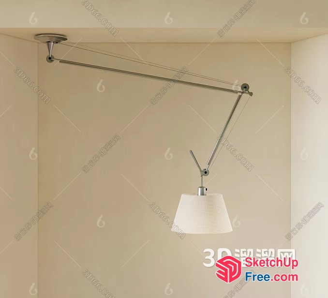 Elegant Adjustable Arm Lamp With White Shade 3D SketchUp File