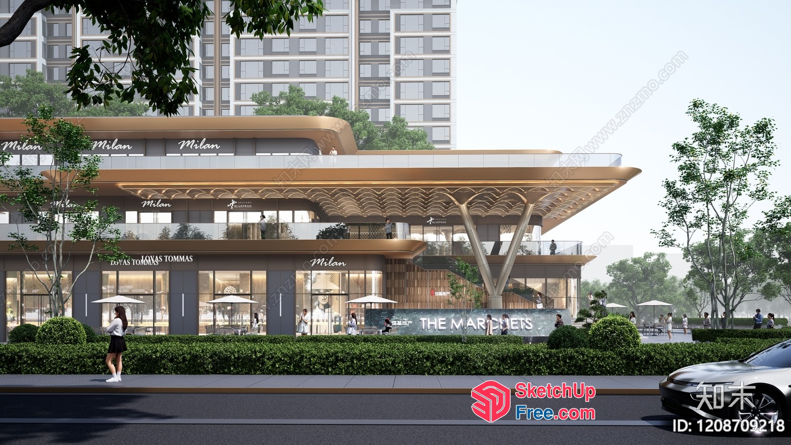 Modern Italian-Inspired Commercial Street Cladding 3D SketchUp File