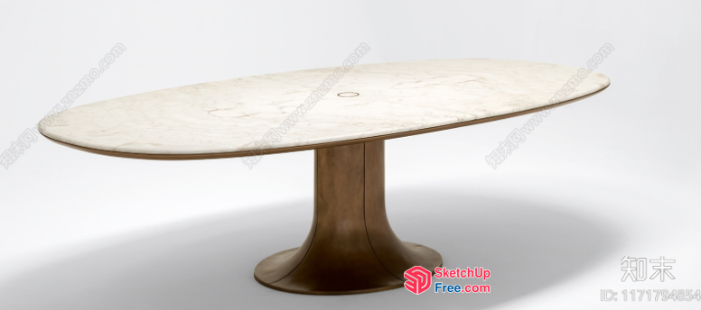 Elegant Marble-Top Dining Table With Classic Pedestal 3D SketchUp File