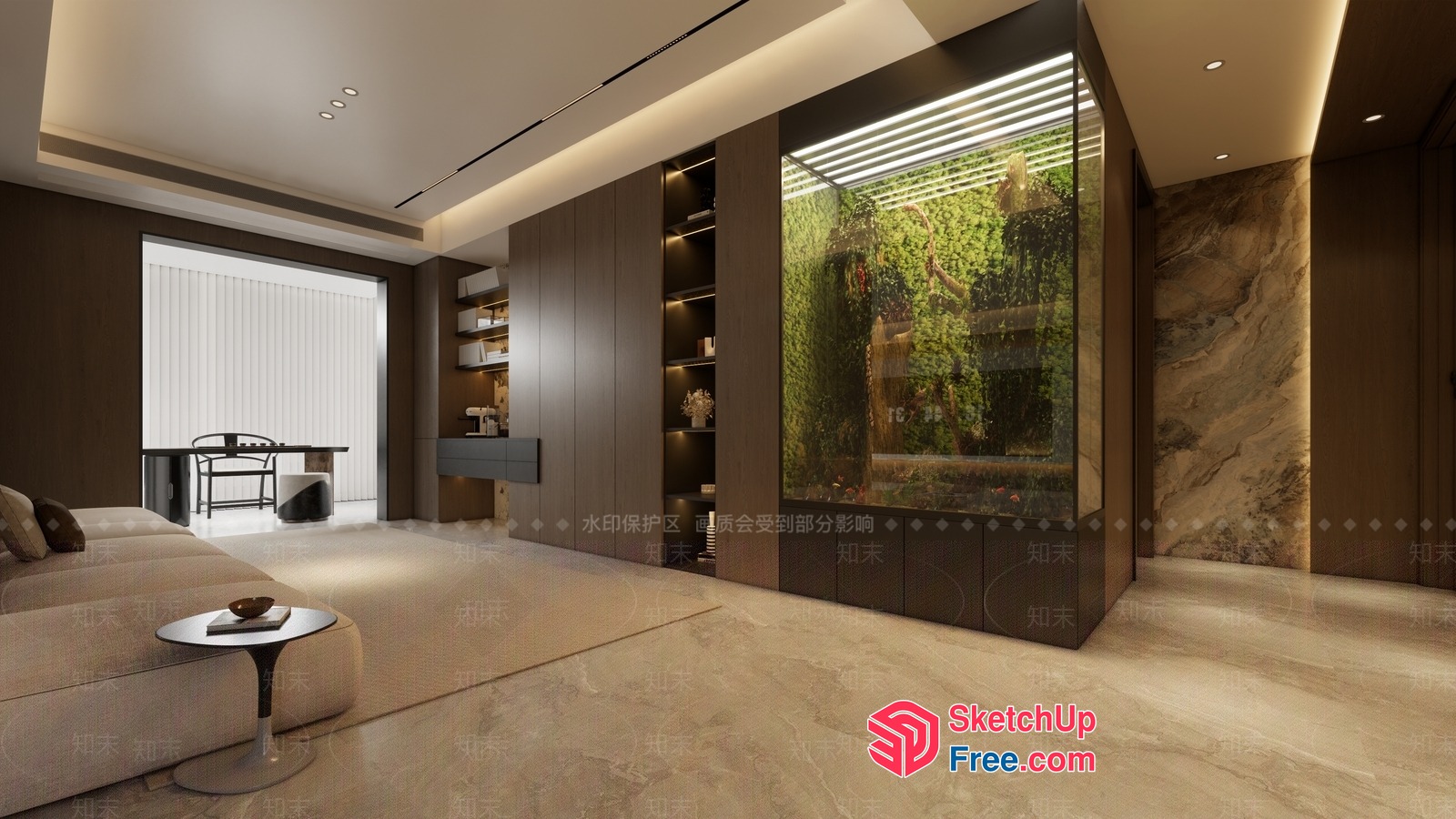 Elegant Modern Living Room With Natural And Cozy Atmosphere 3D SketchUp File