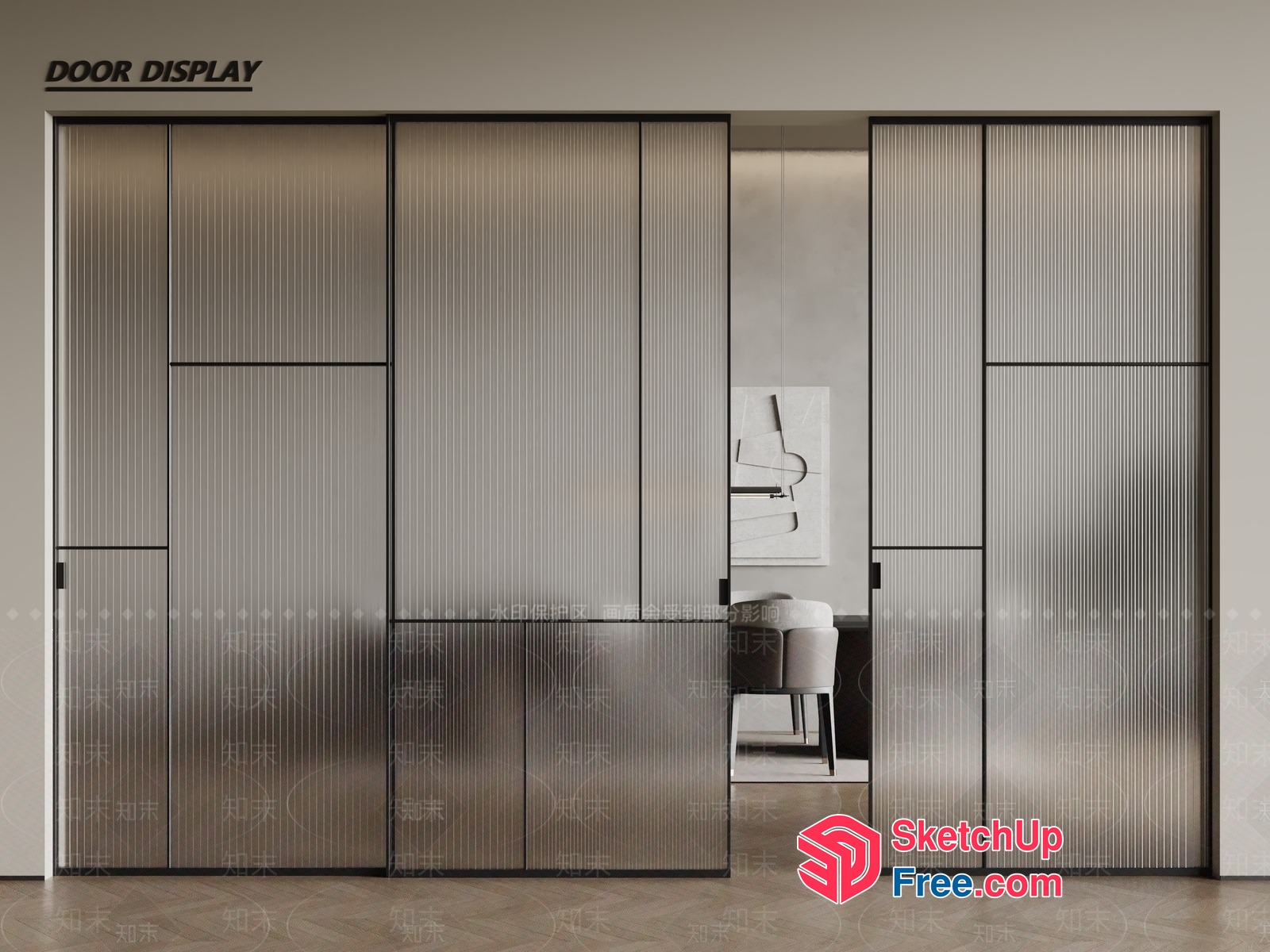 Elegant Glass Sliding Doors With Modern Design 3D SketchUp File