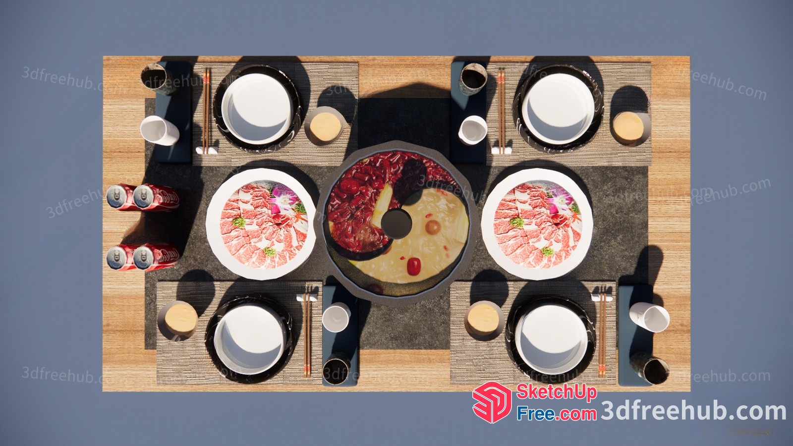 Aerial View Of A Dining Table Set 3D SketchUp File