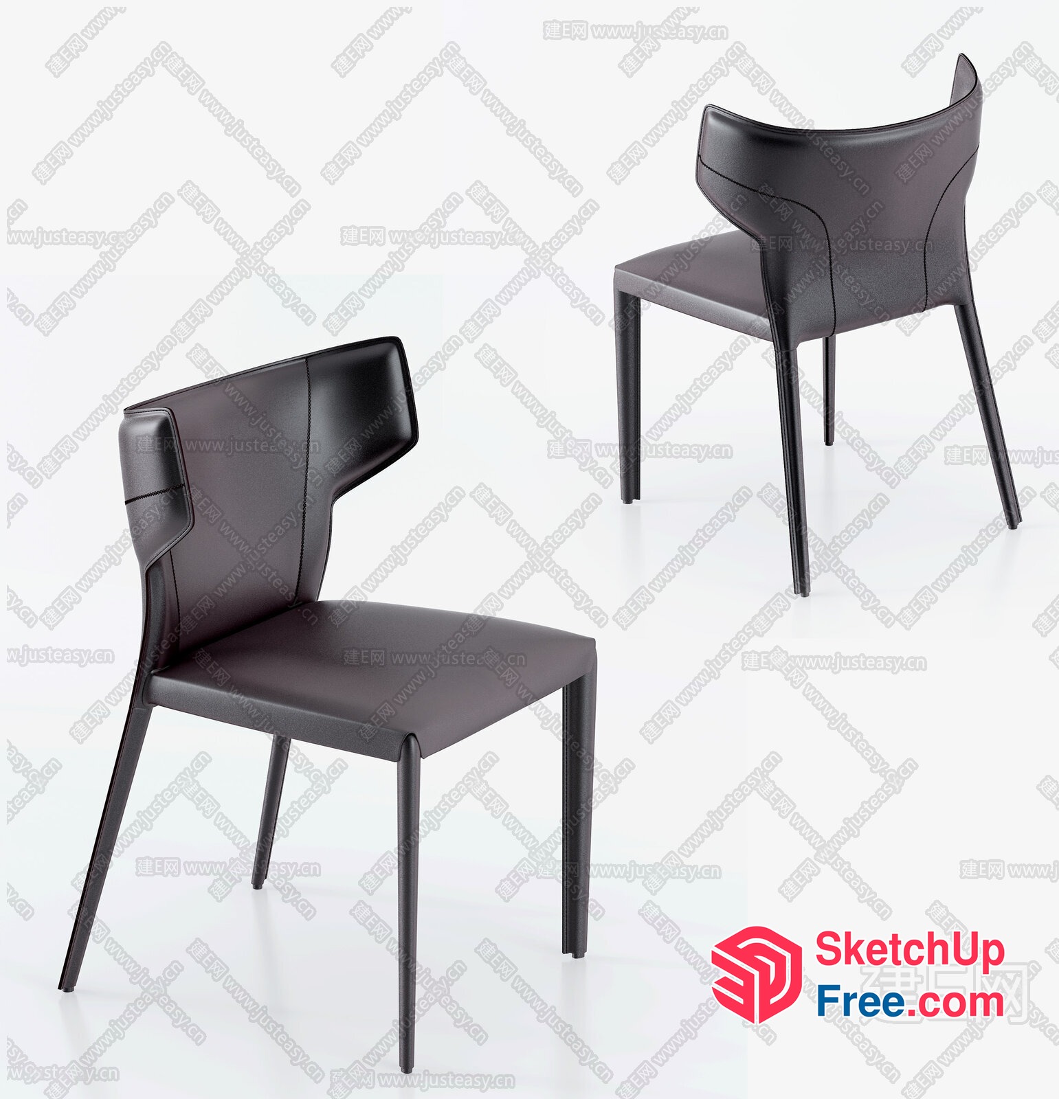 Modern Leather Dining Chair 3D SketchUp File