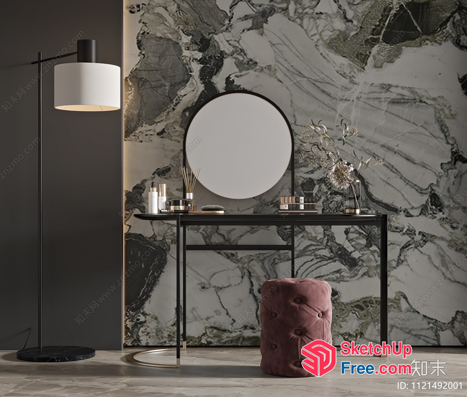 Modern Minimalist Interior Decor With Marble Accent 3D SketchUp File