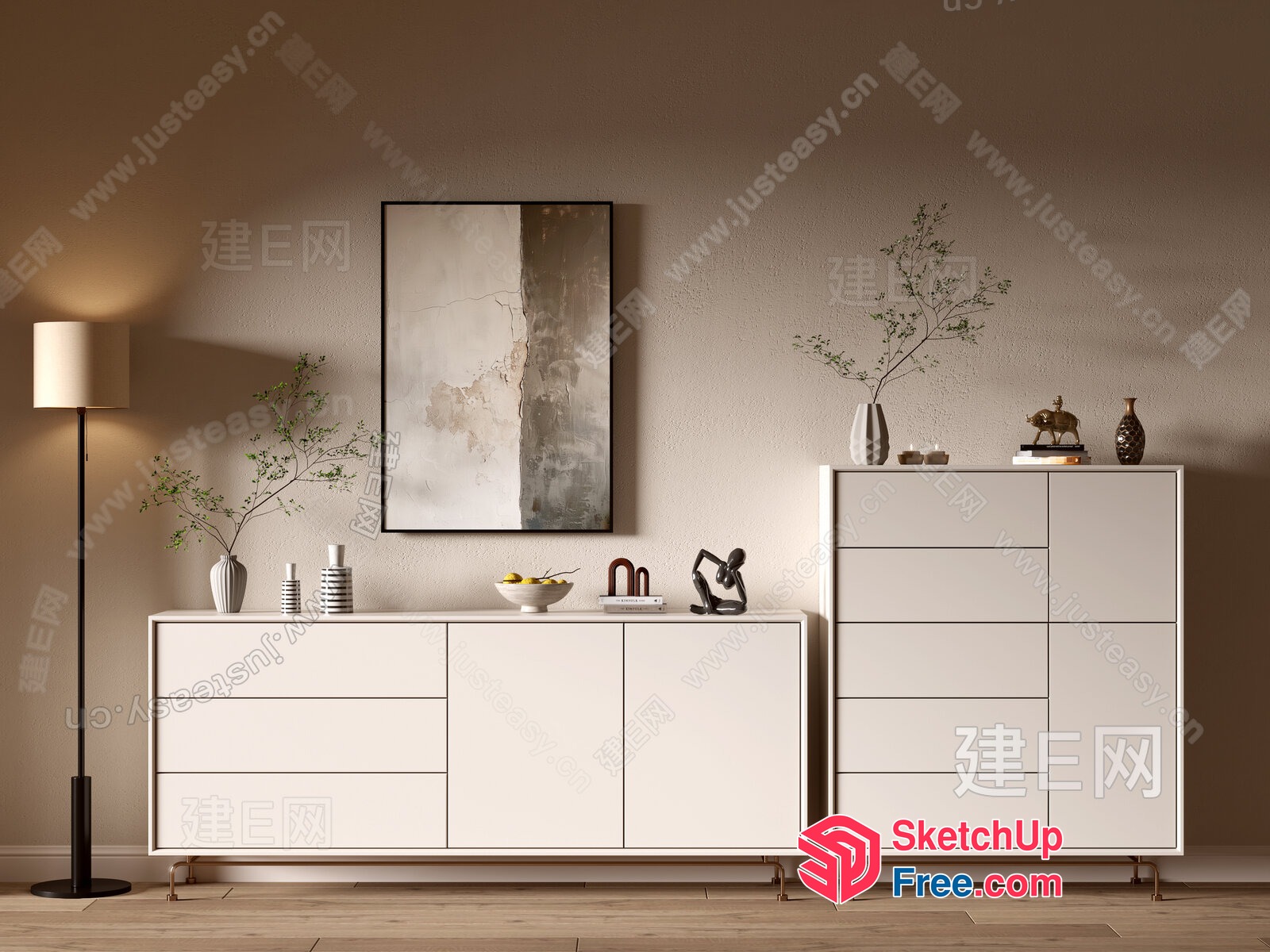 Modern Minimalist Furniture Arrangement 3D SketchUp File