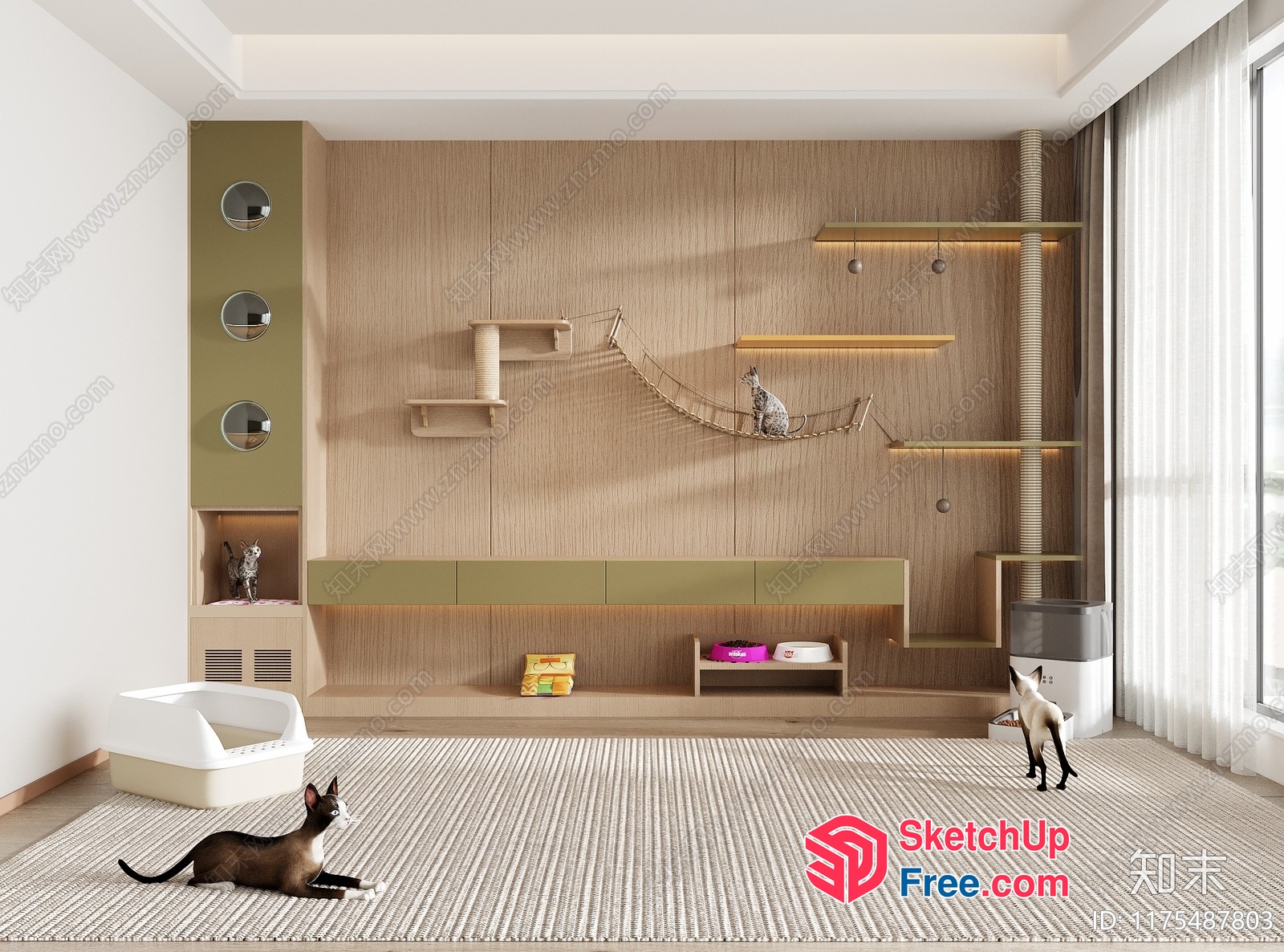 Modern Cat-Friendly Living Space 3D SketchUp File
