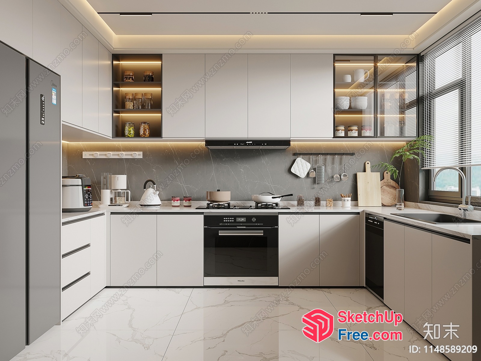 Modern Kitchen With Sleek Appliances And White Cabinets 3D SketchUp File