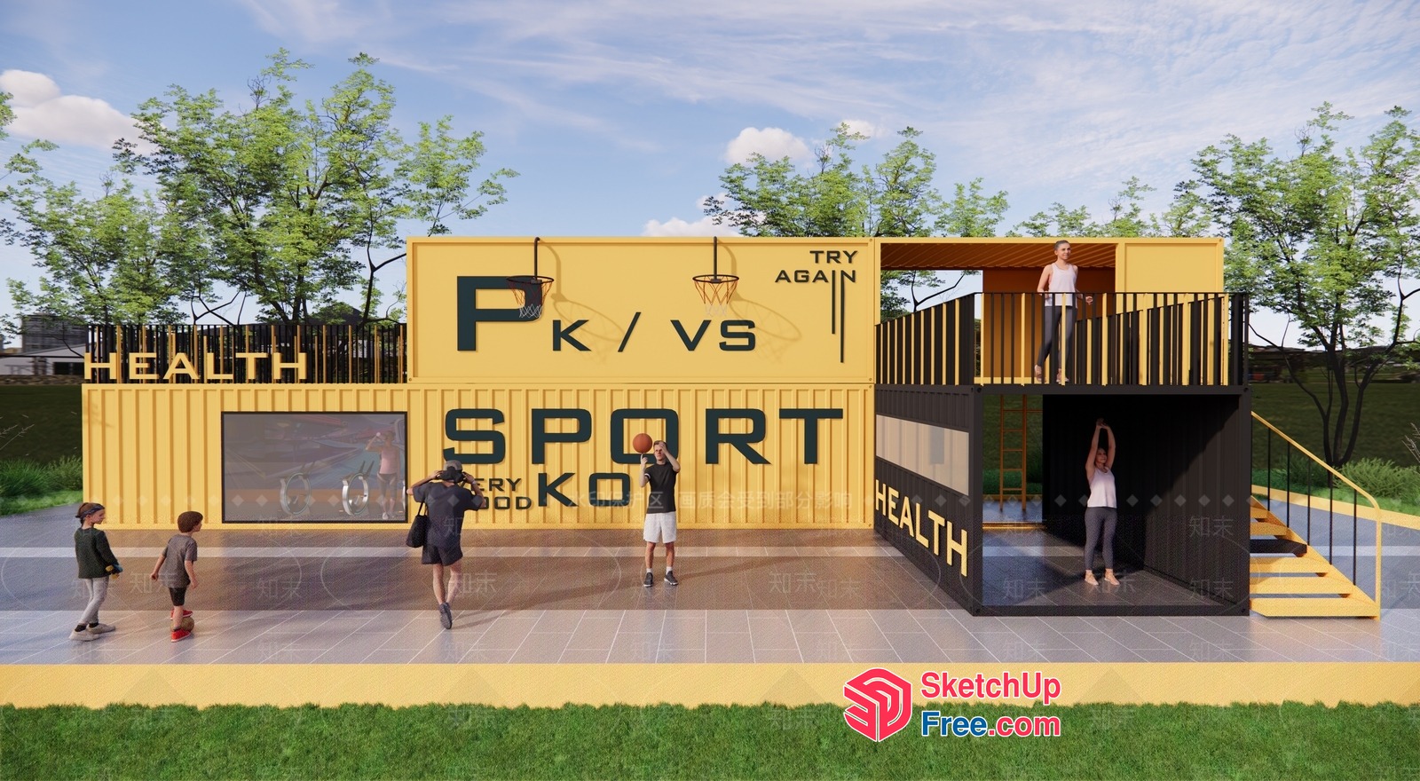 Modern Sports And Health Center 3D SketchUp File