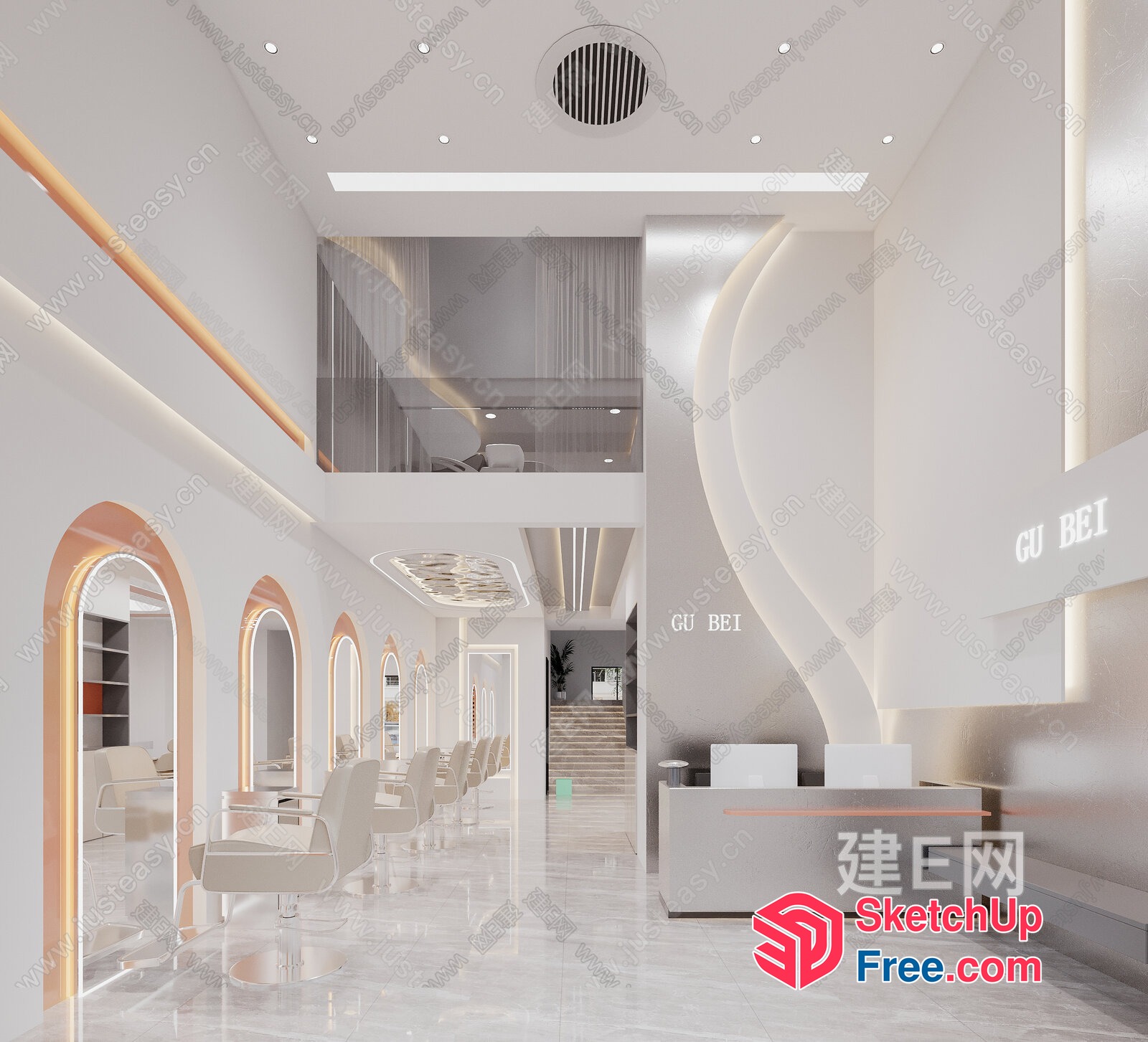 Modern White Salon Interior 3D SketchUp File