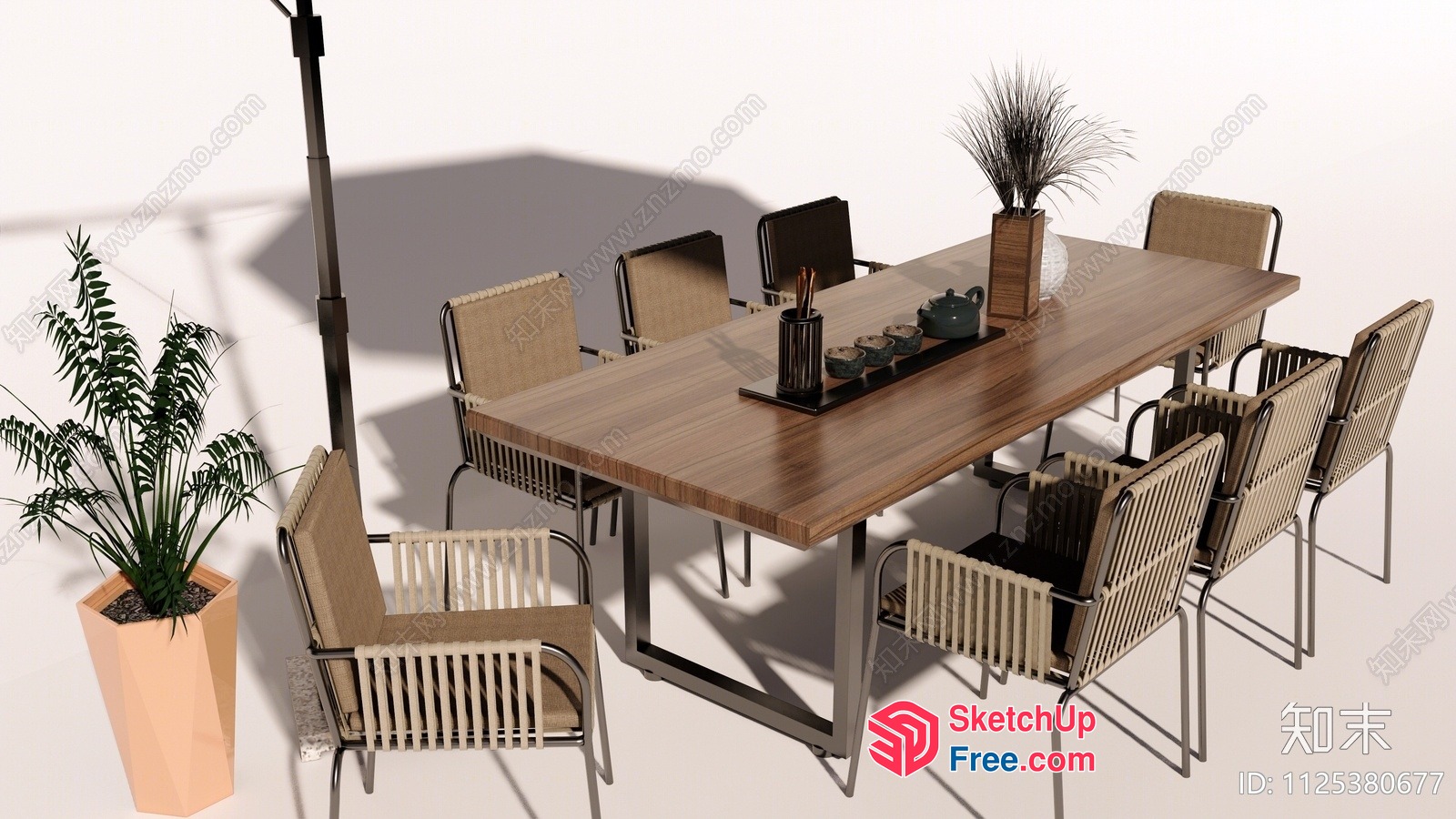 Elegant Outdoor Furniture Set With Table And Chairs 3D SketchUp File