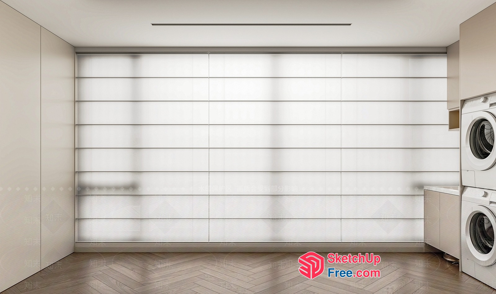 Modern Minimalist Laundry Room With Natural Light 3D SketchUp File