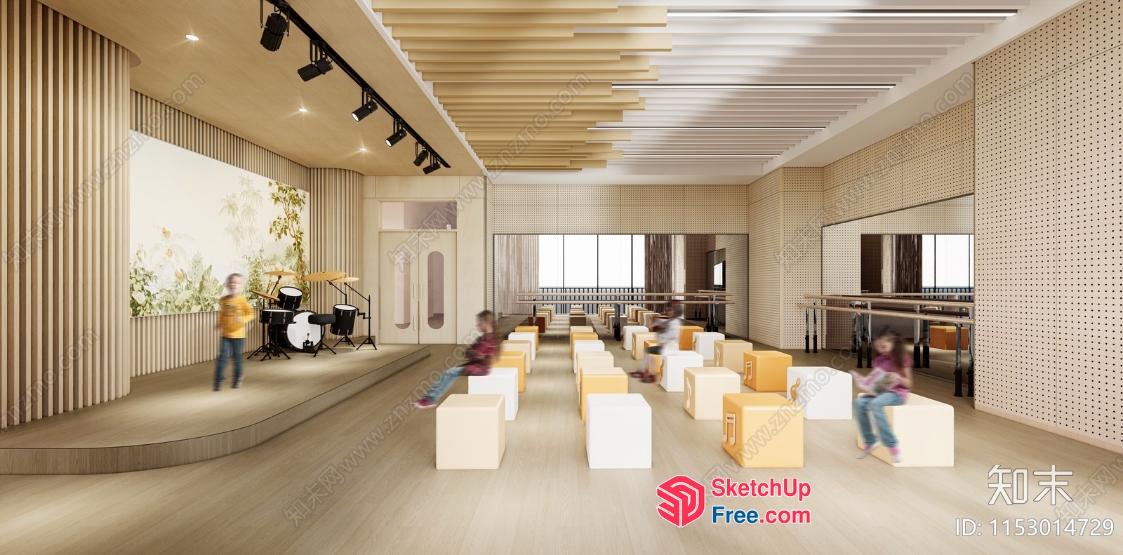 Modern Stage With Elegant Stage And Seating 3D SketchUp File