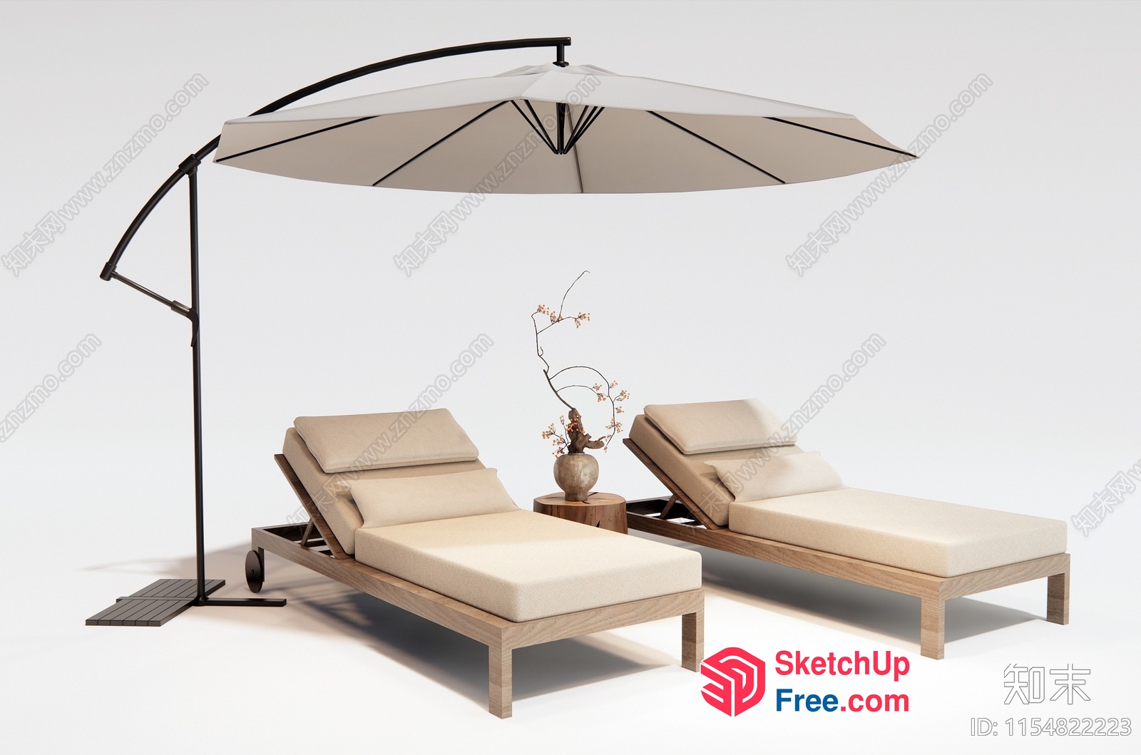 Modern Outdoor Furniture Set With Parasol 3D SketchUp File
