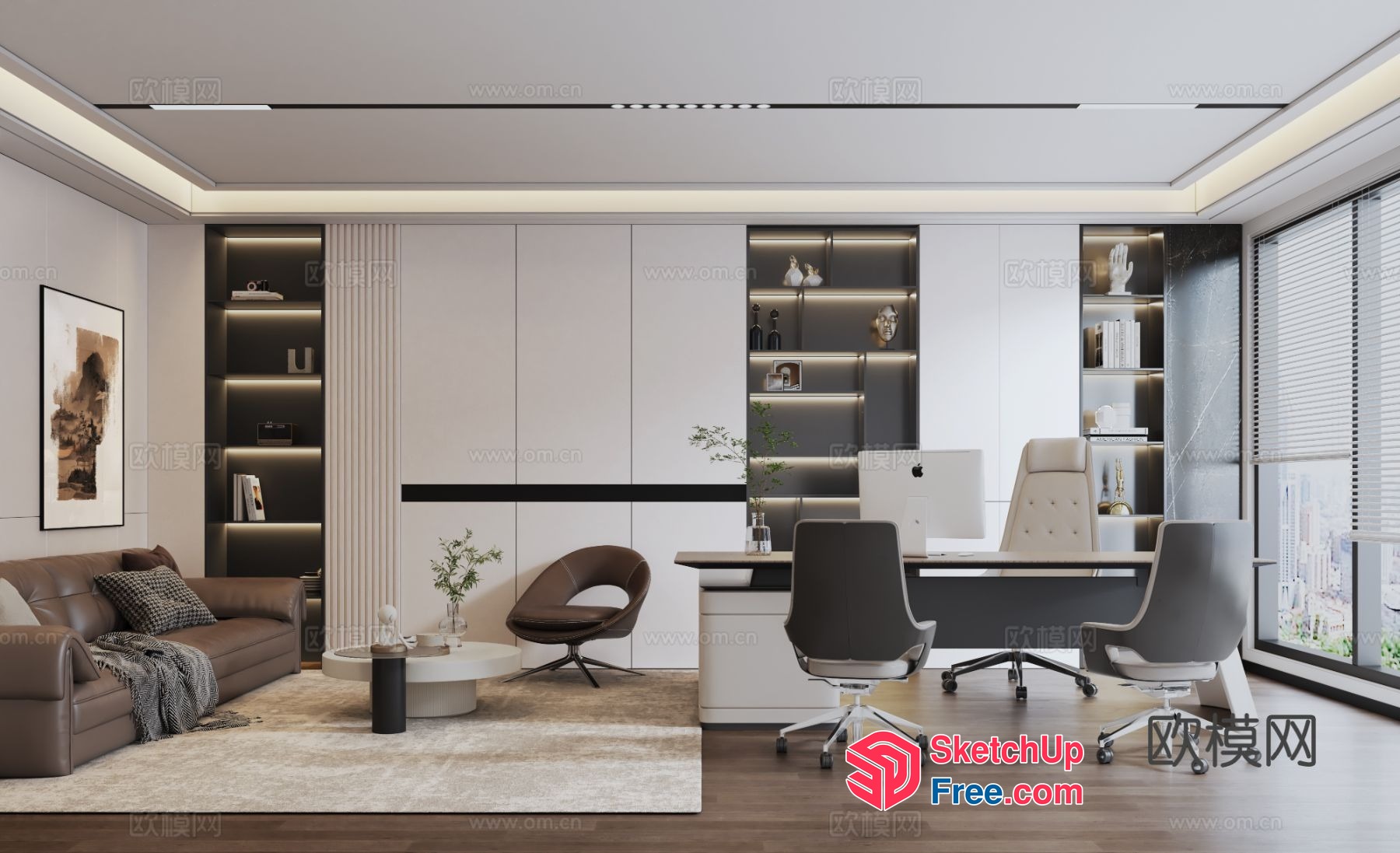 Modern Office Space With Sleek Furniture And Natural Light 3D SketchUp File