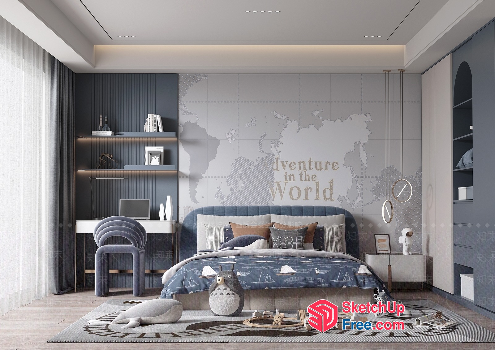 Adventure-Inspired Bedroom With Worldly Decor 3D SketchUp File