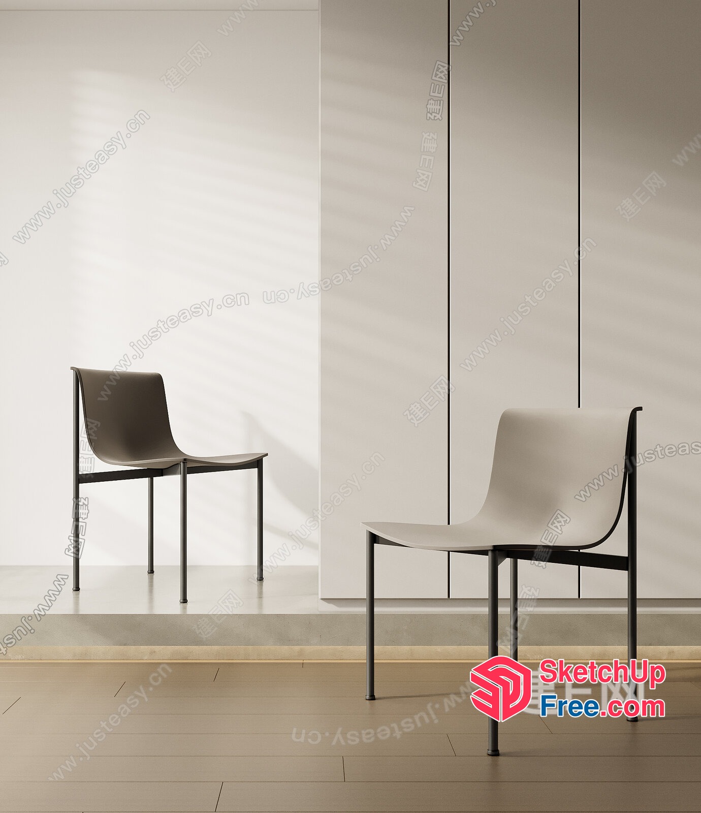 Minimalist Modern Chairs In A Neutral Setting 3D SketchUp File