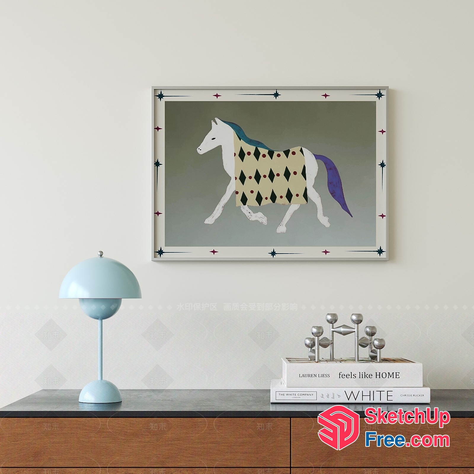 Modern Artwork Featuring A Horse In A Harlequin Costume 3D SketchUp File