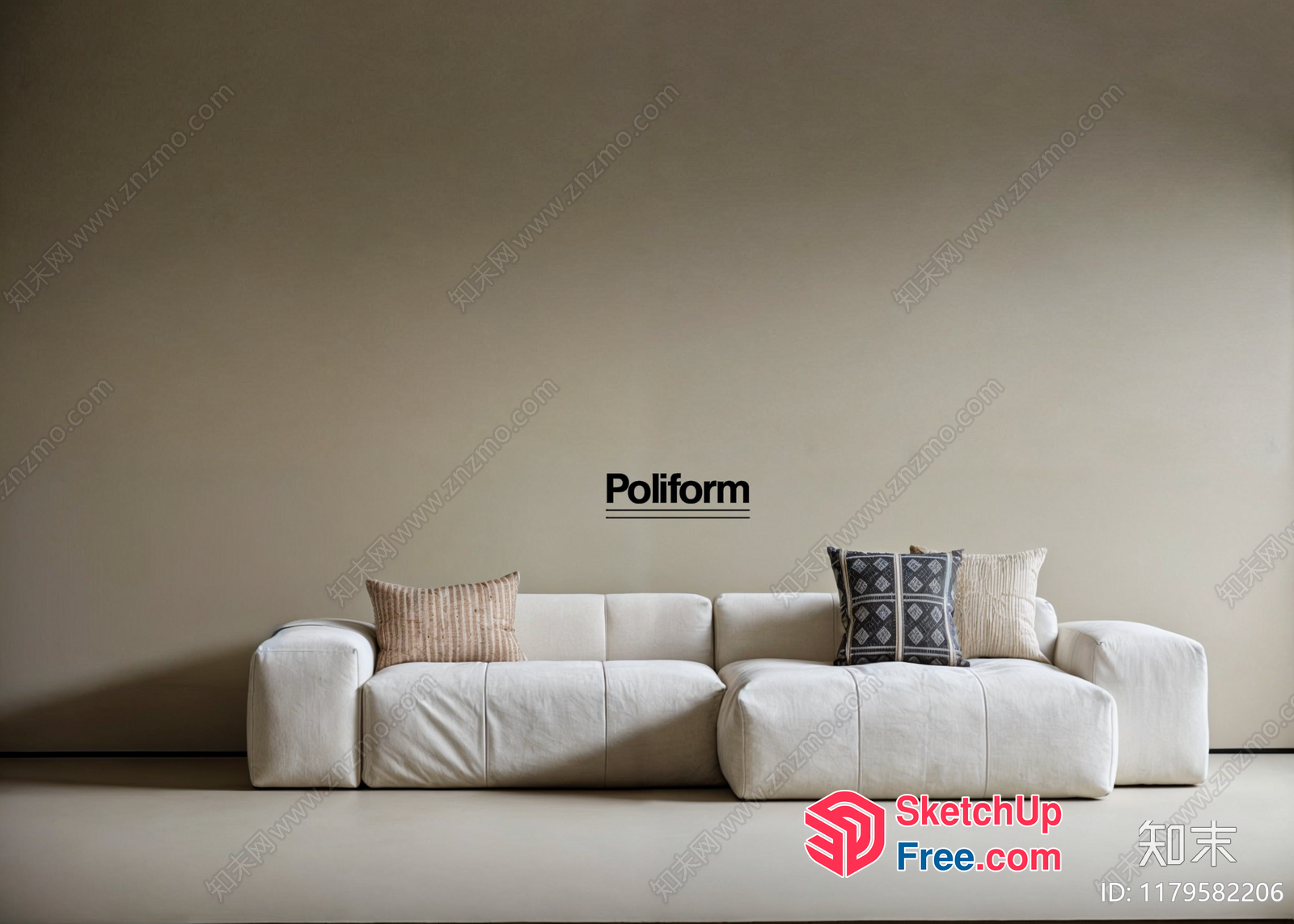 Minimalist Creamy Style Poliform Sofa 3D SketchUp File