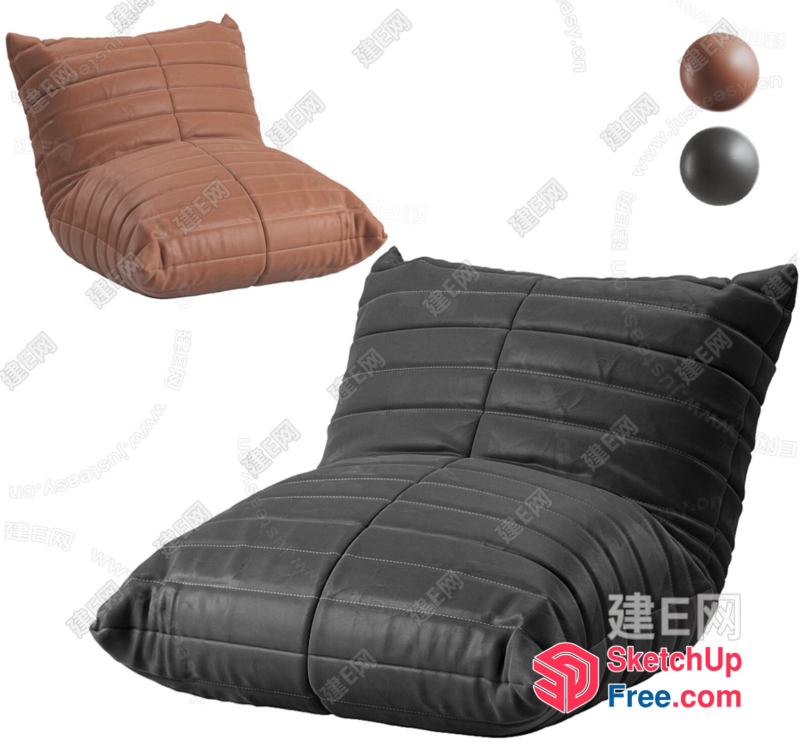 Padded Leather Chair Design 3D SketchUp File