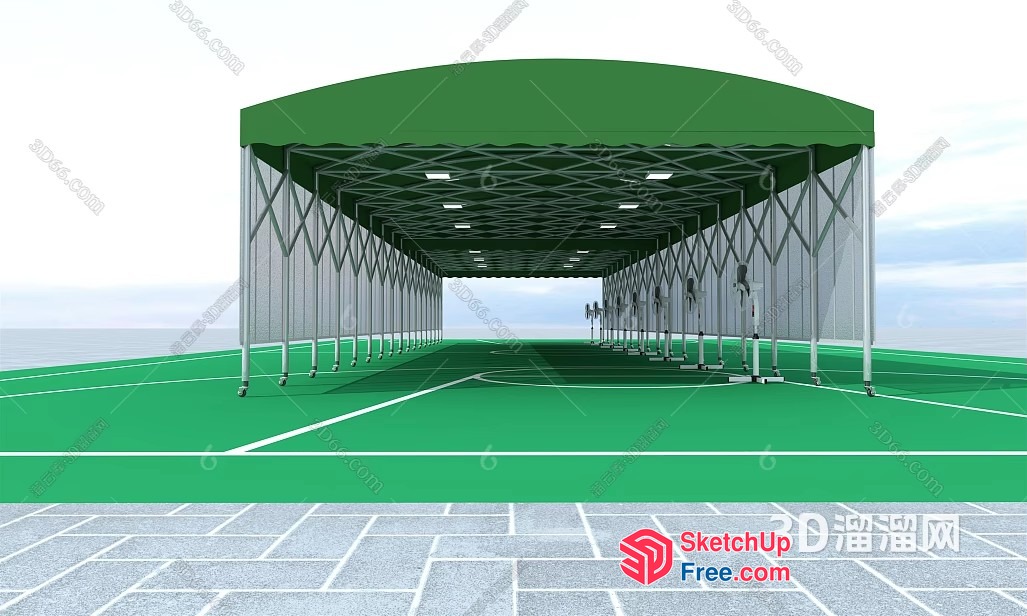 Large Green Sports Pavilion 3D SketchUp File