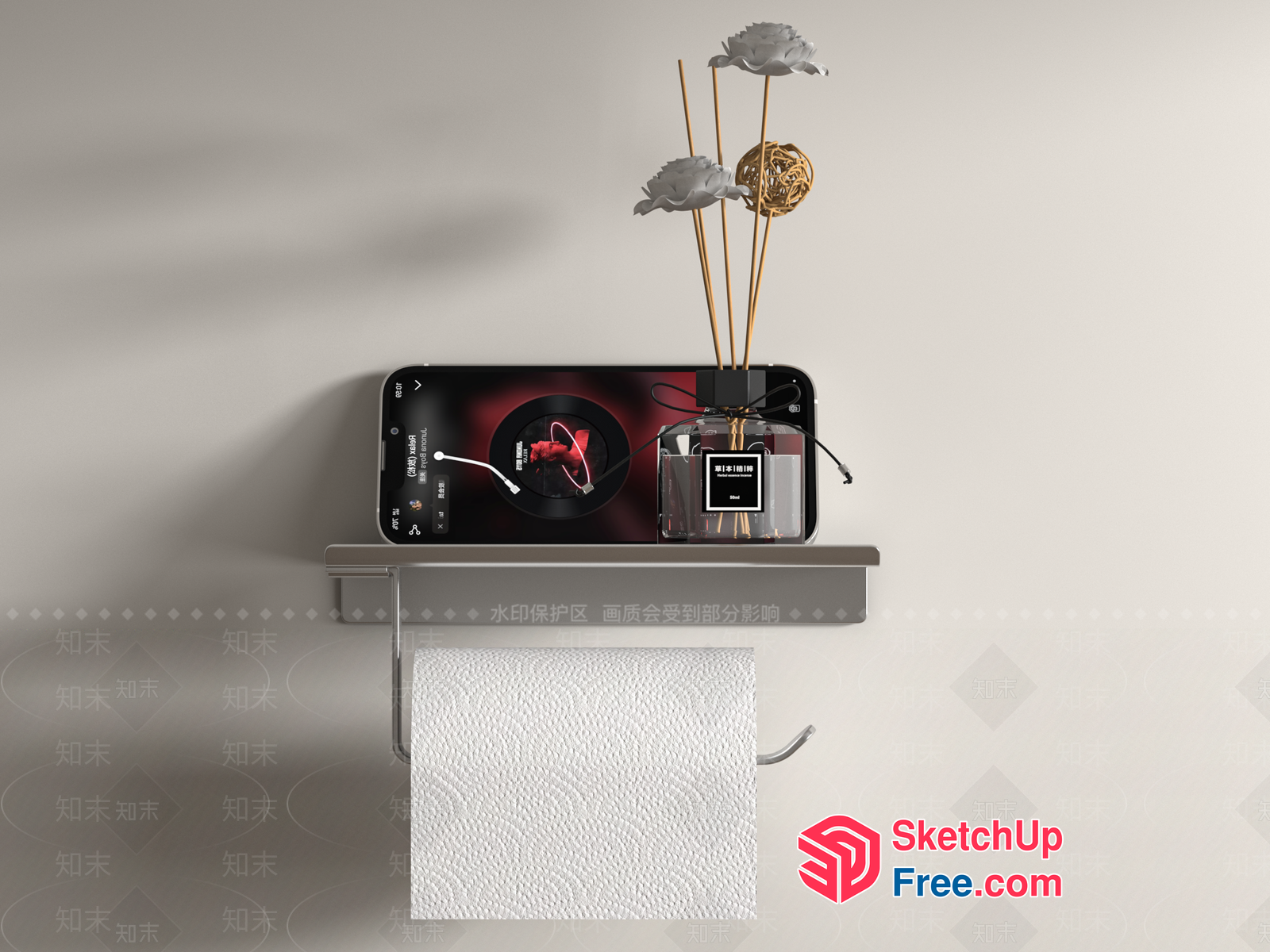 Modern Bathroom Interior With Smartphone And Aromatherapy 3D SketchUp File