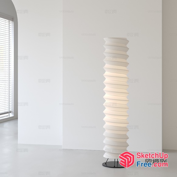 Tall White Spiral Lamp With Black Base 3D SketchUp File