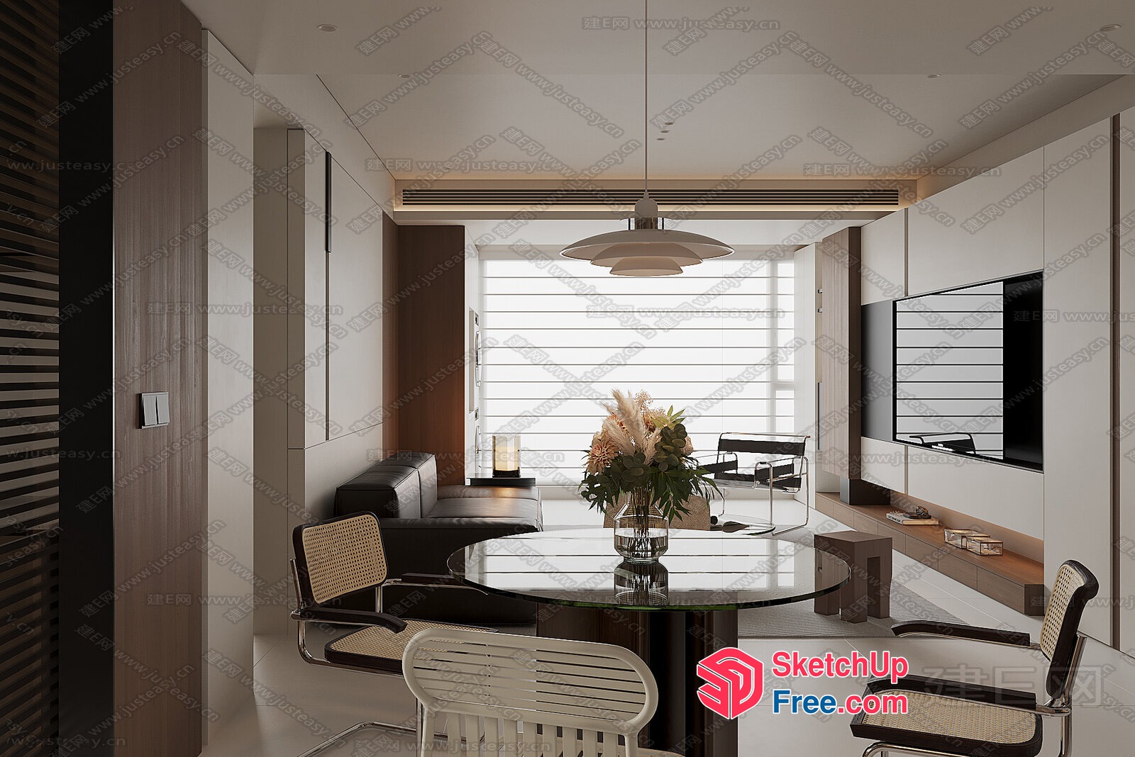 Modern Minimalist Living Room With Sleek Furniture 3D SketchUp File