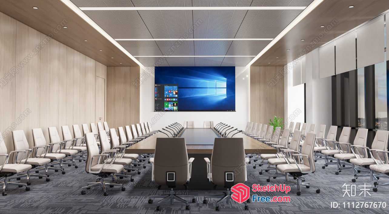 Modern Conference Room With Large Screen And Comfortable Seating 3D SketchUp File