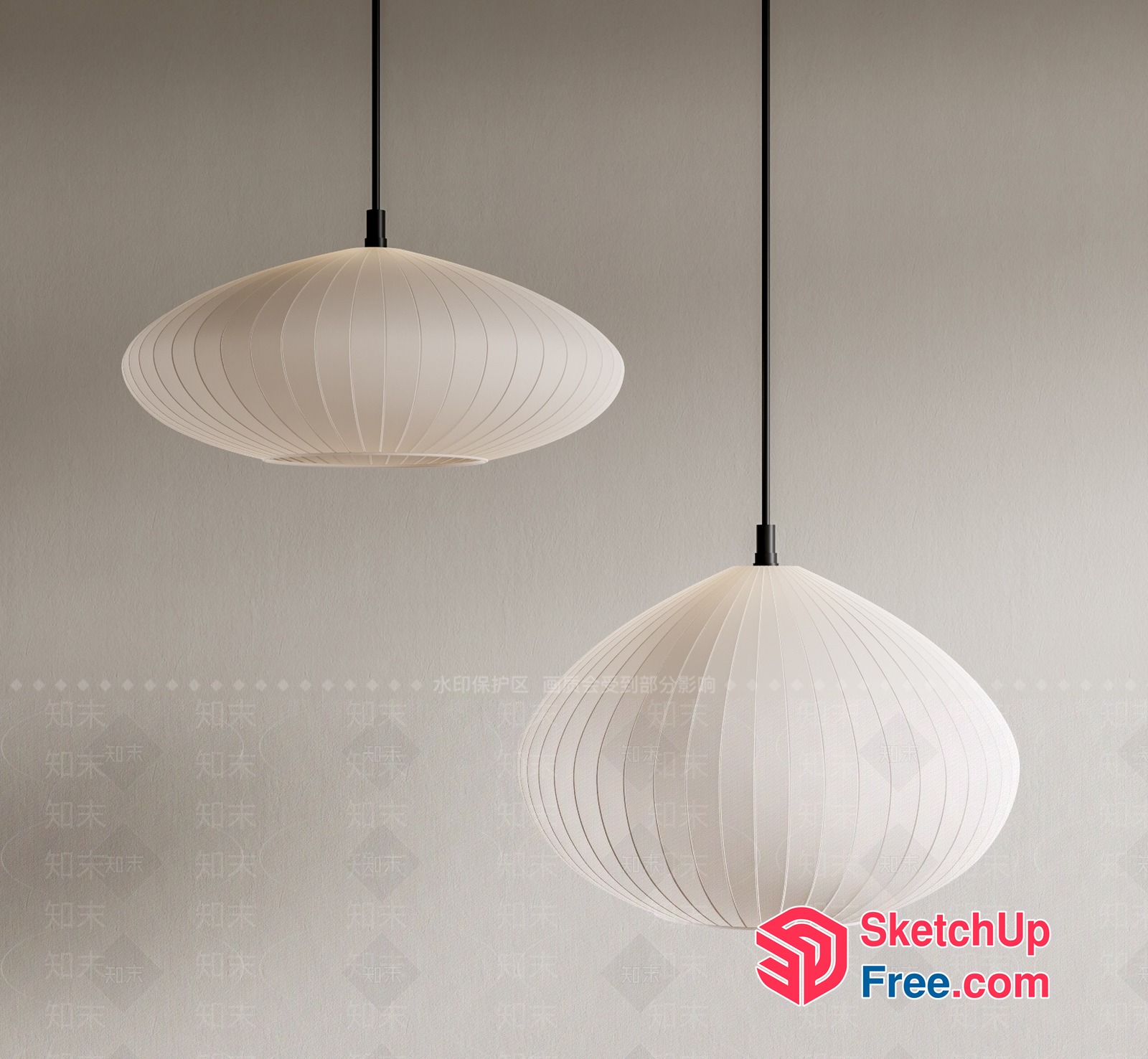 Modern Minimalist White Pendant Lamps 3D SketchUp File