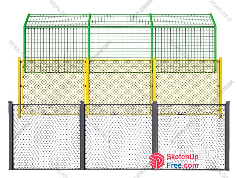 Outdoor Pavilion With Chain Link Fence And Green Roof 3D SketchUp File
