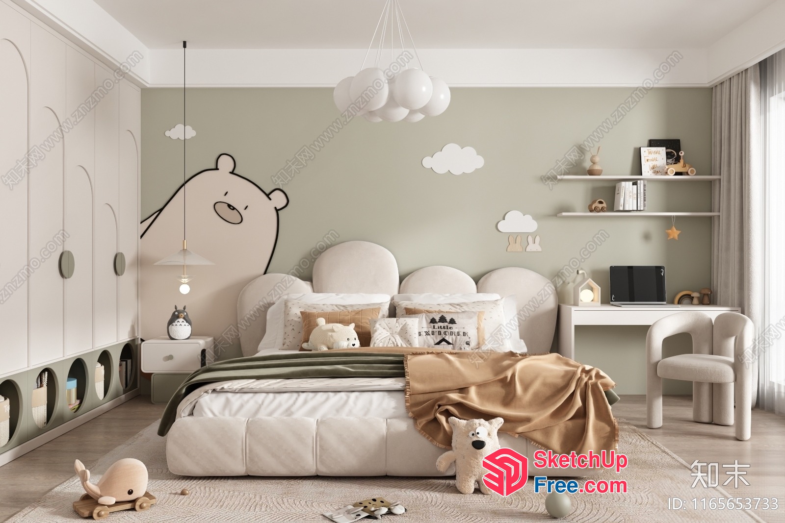 Modern Japanese-Style Children'S Bedroom Interior 3D SketchUp File