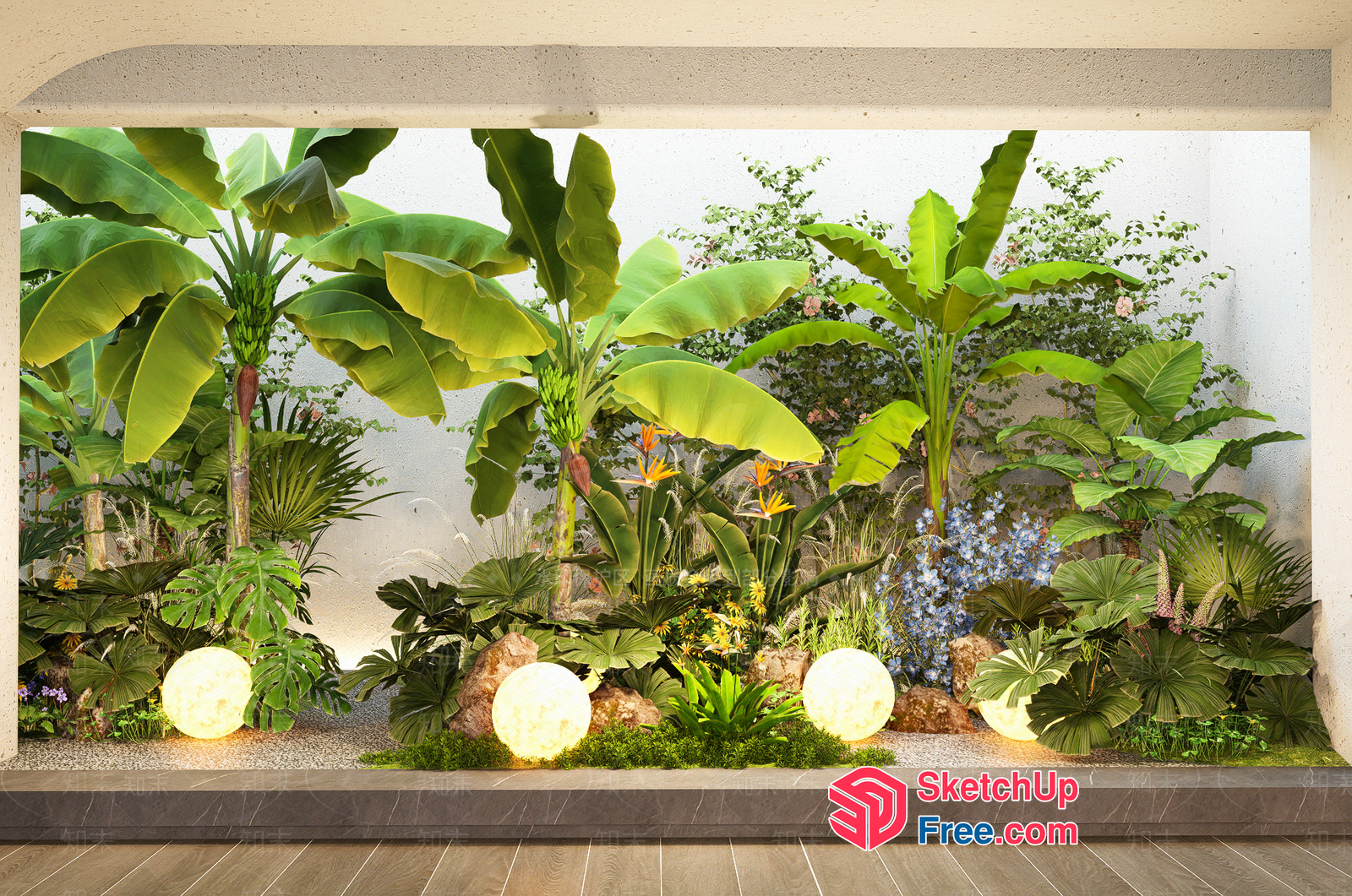 Tropical Garden Decor 3D SketchUp File