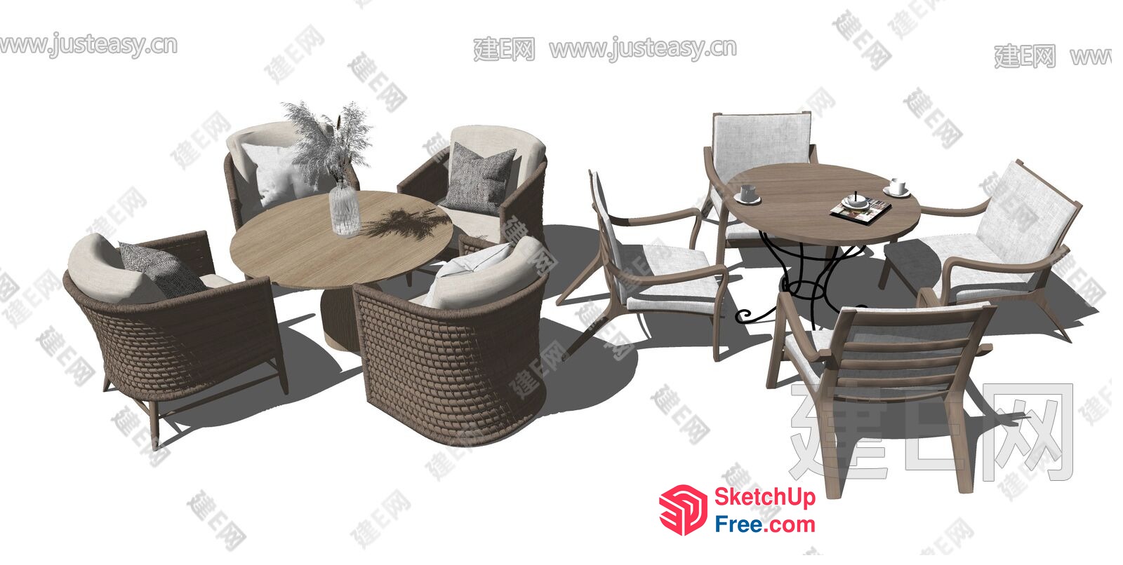 Outdoor Patio Furniture Set With Round Tables 3D SketchUp File