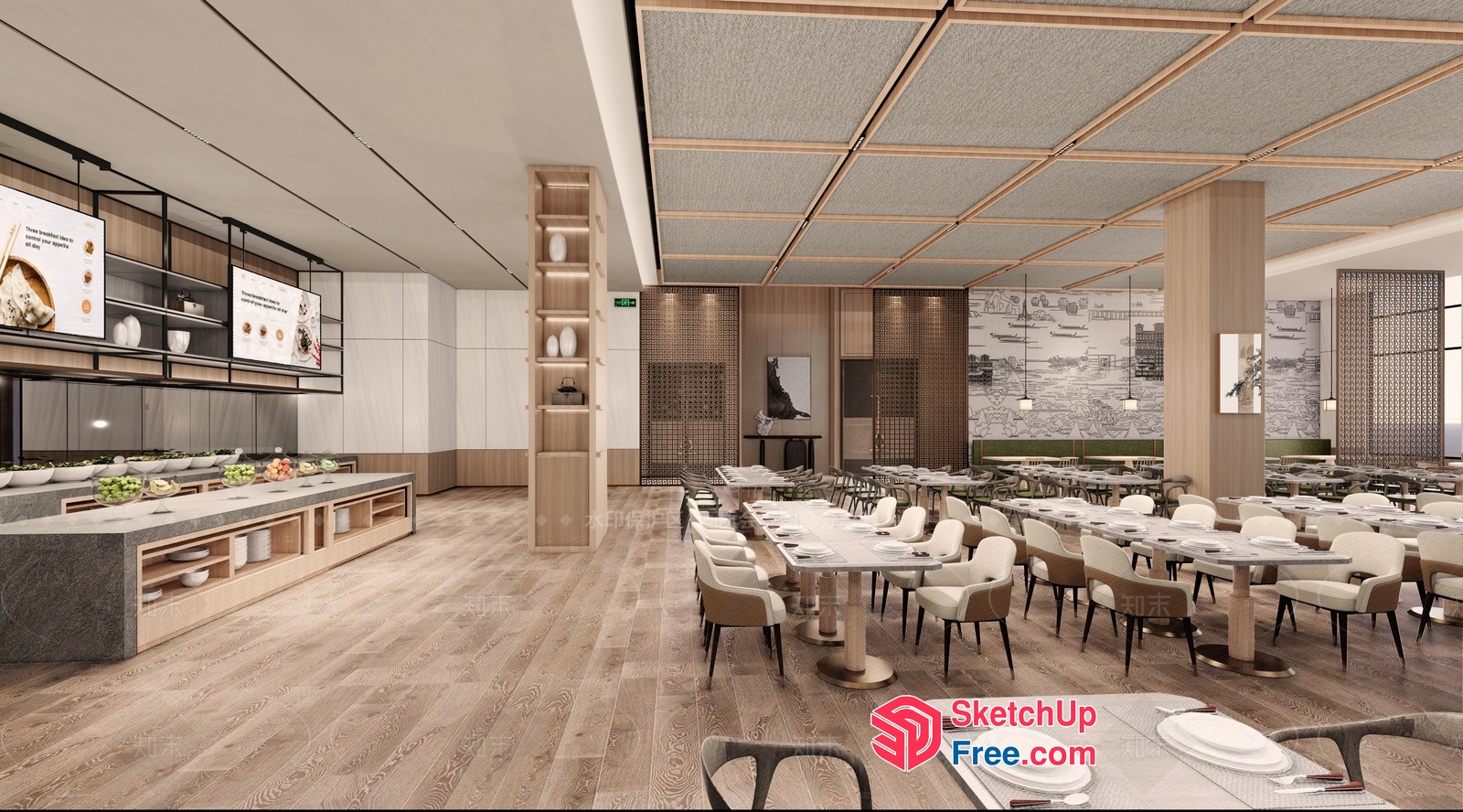 Modern Restaurant Interior With Sleek Decor 3D SketchUp File