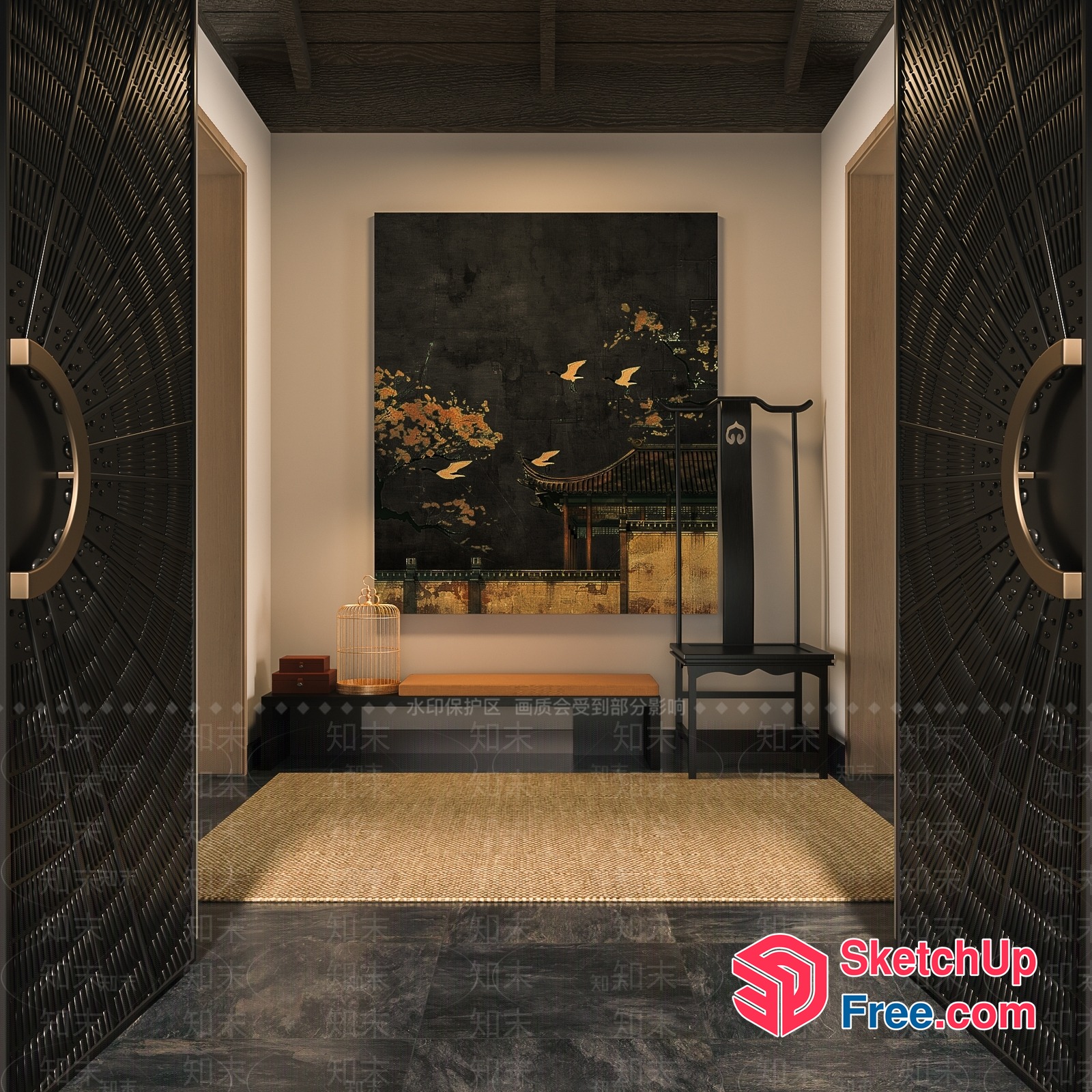 Elegant Traditional Chinese Interior Design 3D SketchUp File