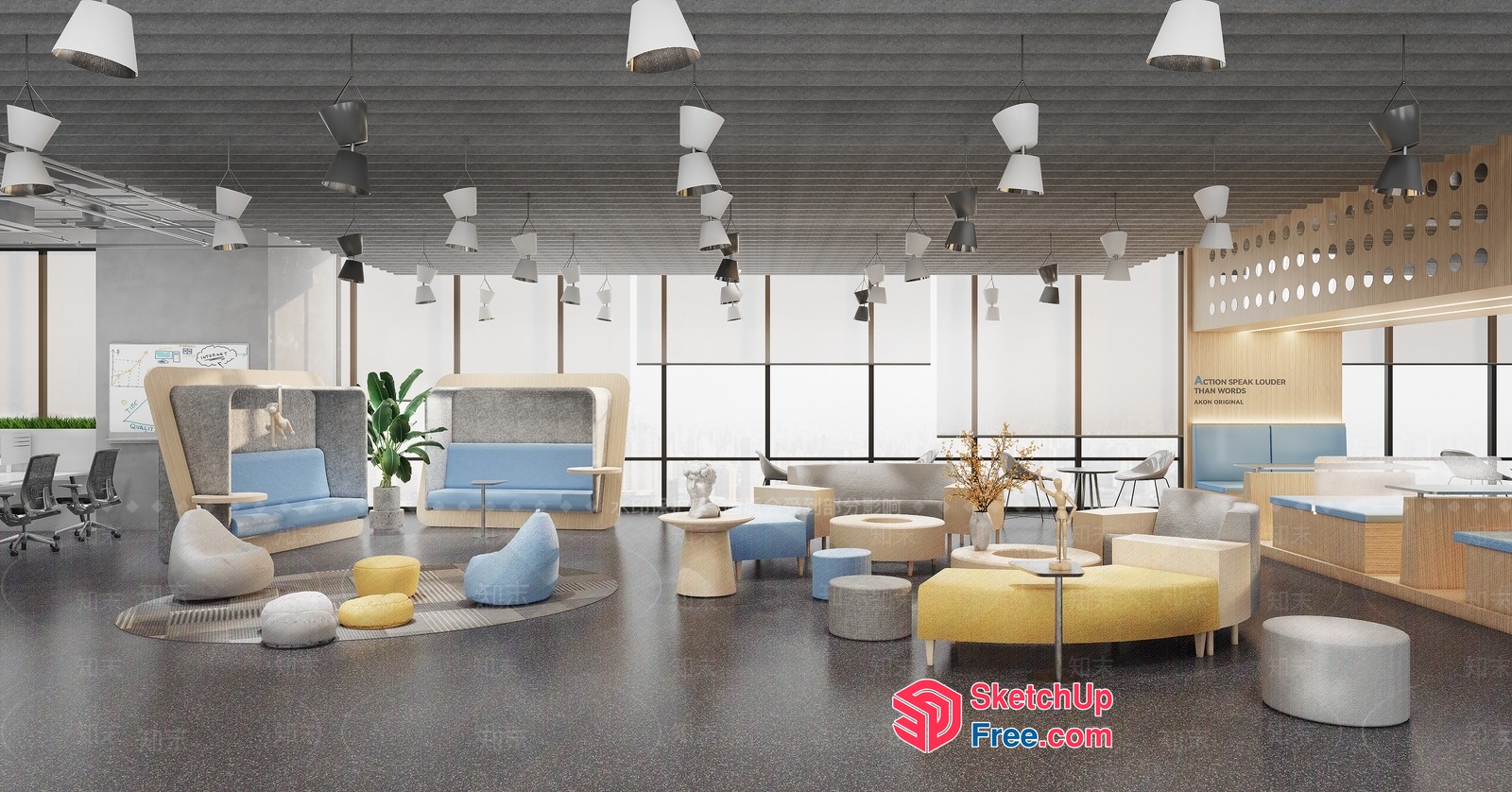 Modern Office Space With Sleek Furniture And Natural Light 3D SketchUp File