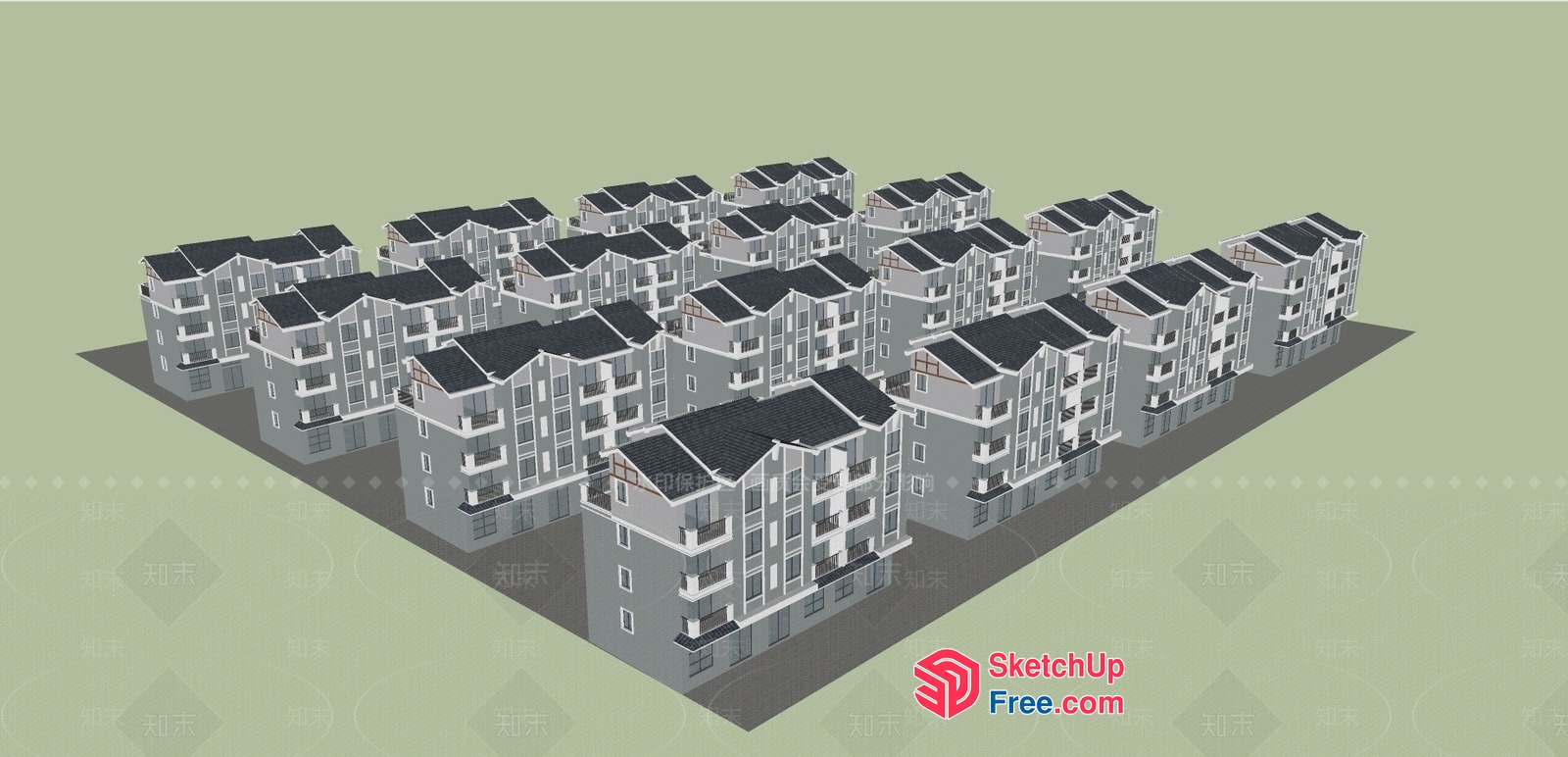 3D Architectural Model Of A Residential Building Complex 3D SketchUp File