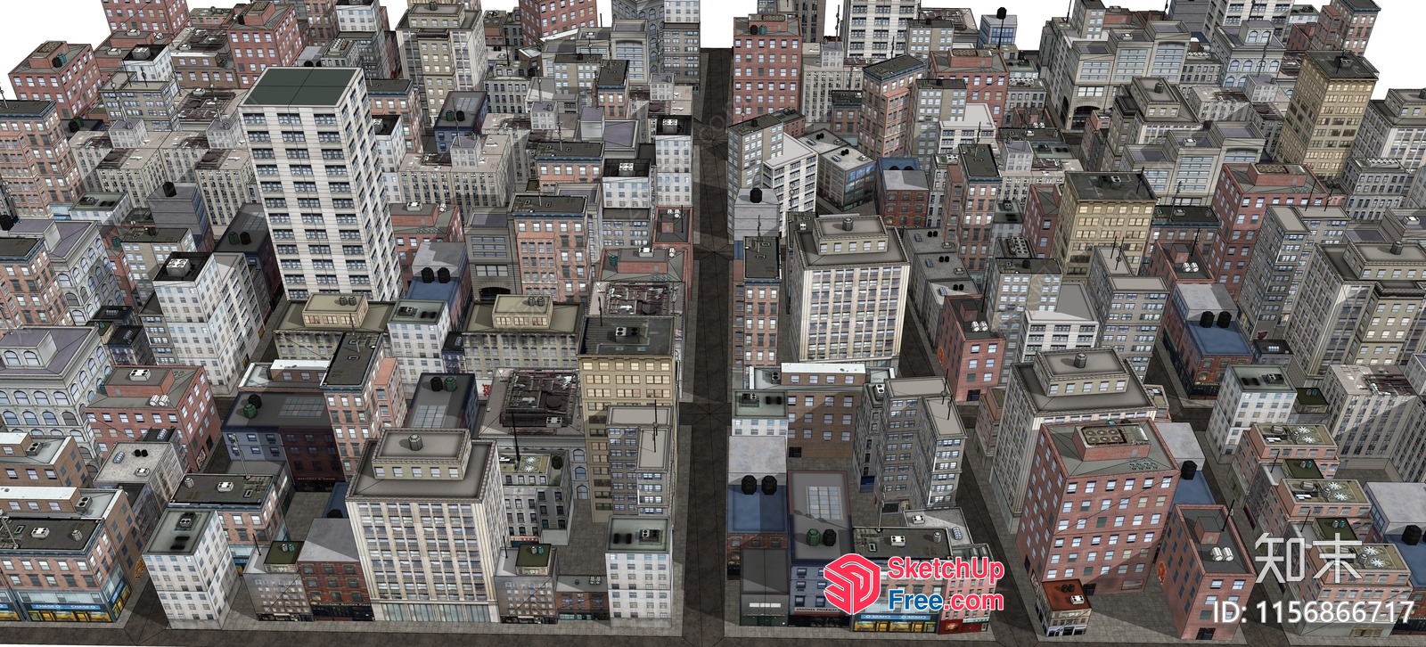 3D Model Of A Busy City Block 3D SketchUp File