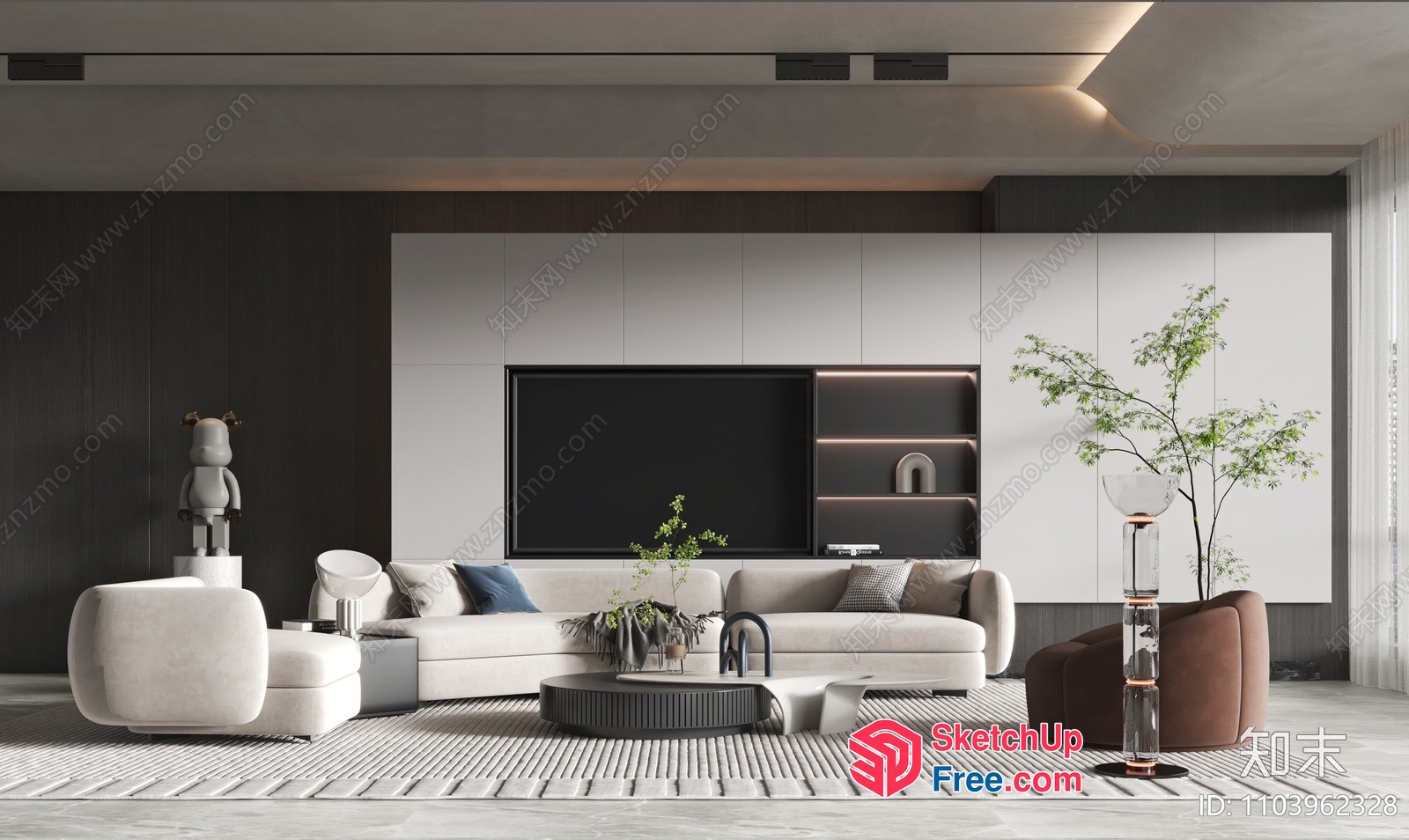Modern Minimalist Living Room Design 3D SketchUp File