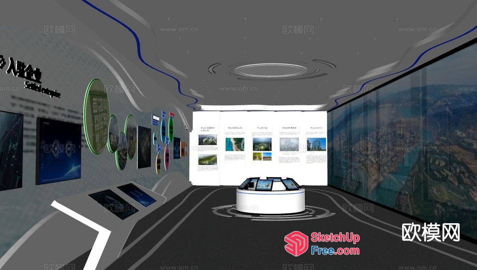 Modern Contemporary Museum Interior Display 3D SketchUp File