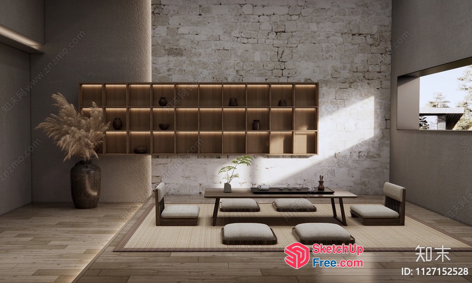 Minimalist Japanese-Style Living Room With Natural Light 3D SketchUp File