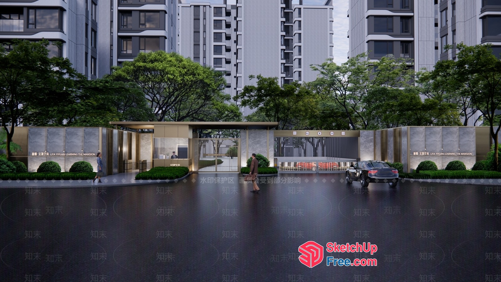 Exterior Entrance Of Modern Building 3D SketchUp File