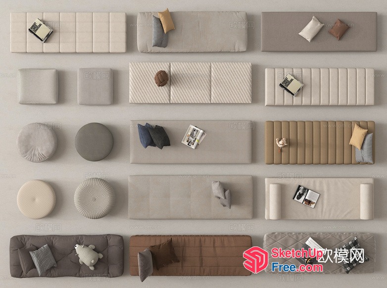 Furniture And Decorative Items In A Neutral Color Scheme 3D SketchUp File