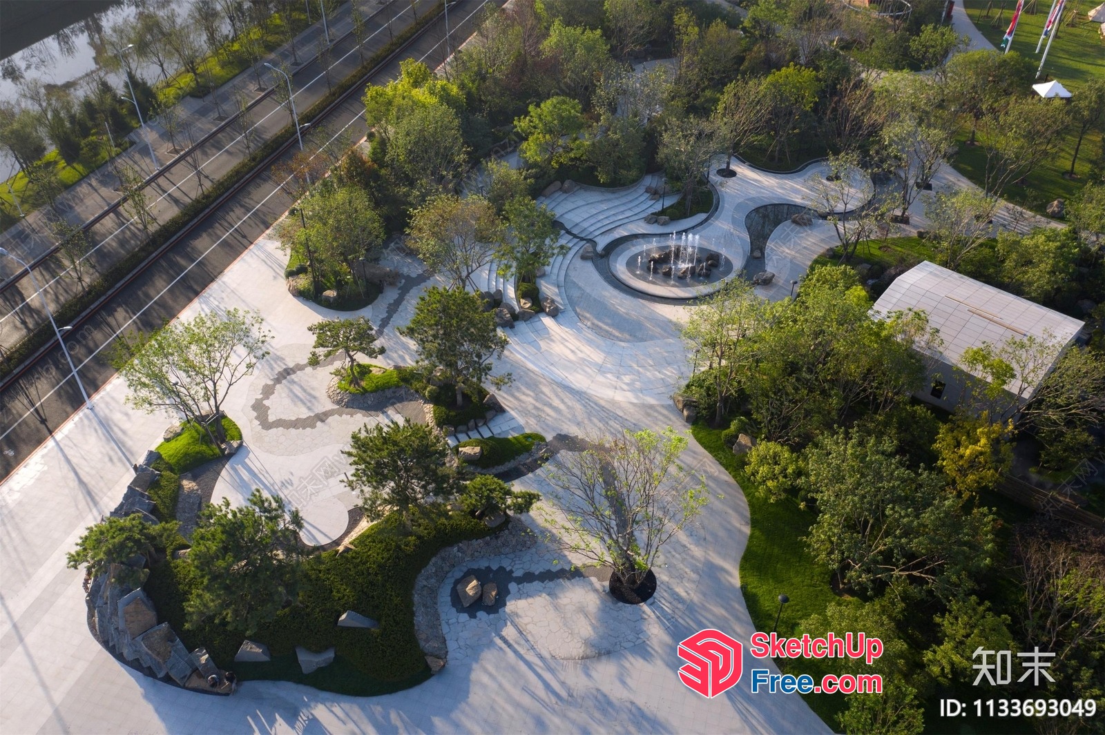 Serene Urban Oasis With Natural Water Features 3D SketchUp File