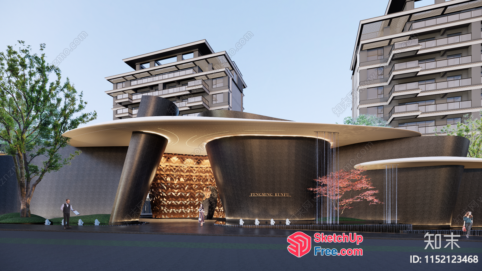 Luxury Modern Architecture Building Entrance 3D SketchUp File
