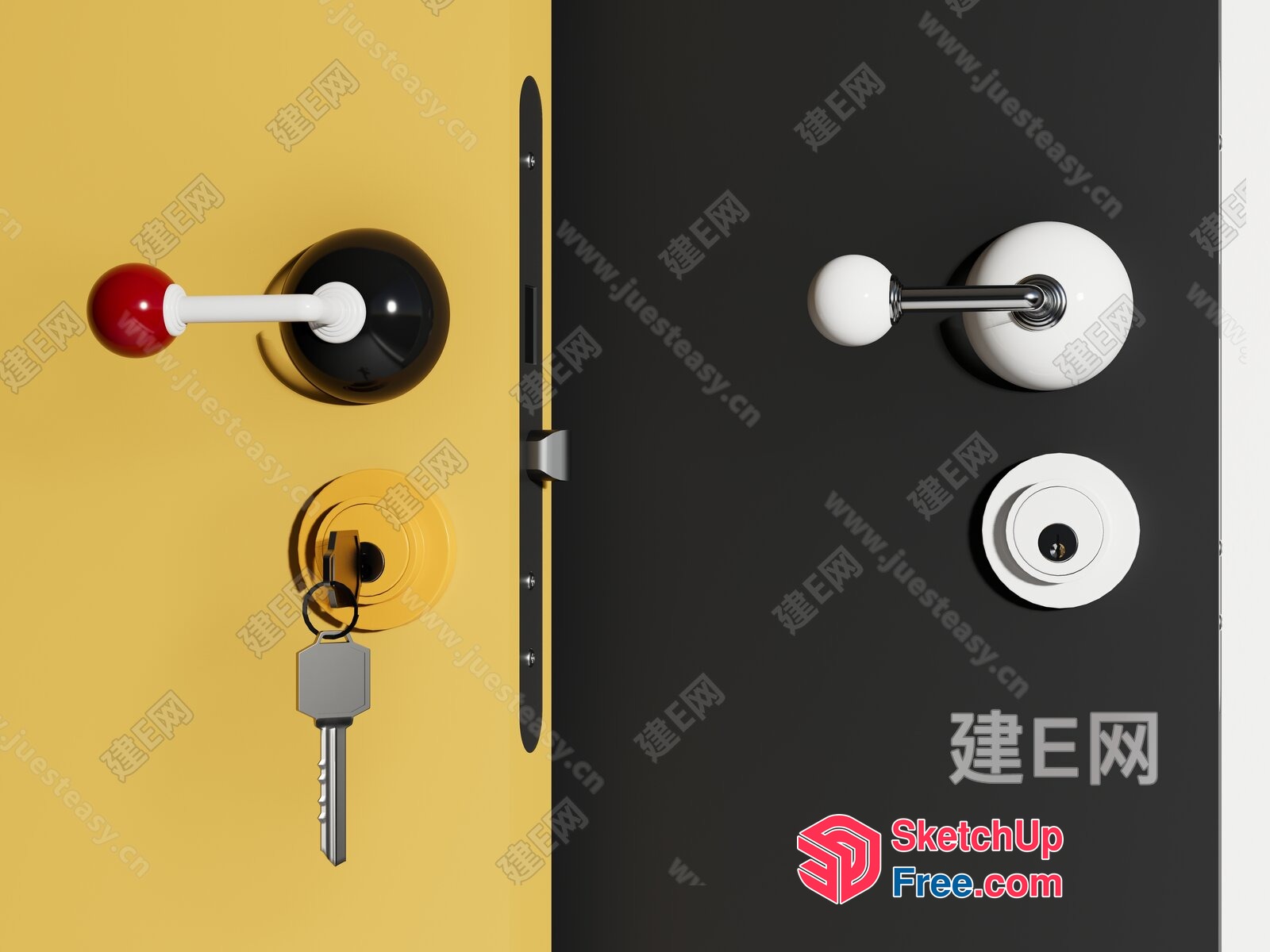 Door Handle And Key Set 3D SketchUp File