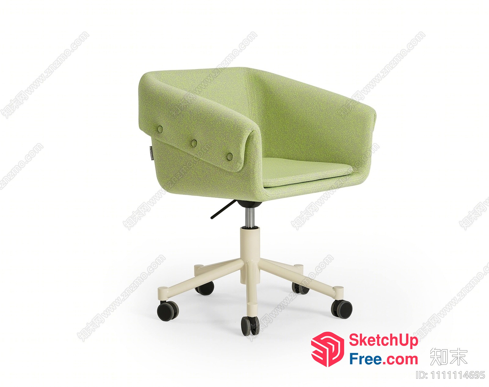 Green Fabric Office Chair With Casters And Metal Base 3D SketchUp File