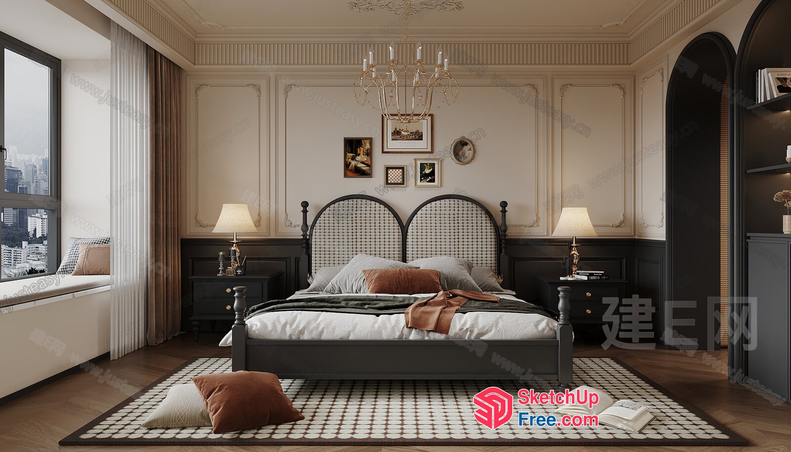 Classic European Style Bedroom With Vintage Decor 3D SketchUp File